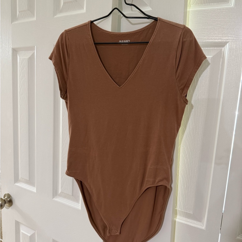 Old Navy Chocolate V-Neck Bodysuit